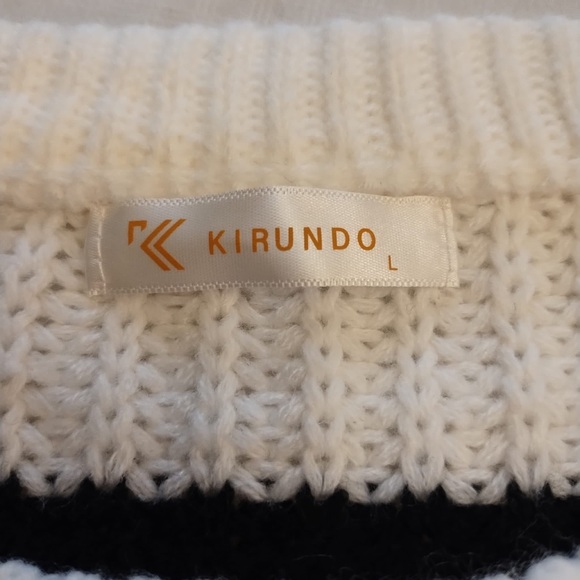 KIRUNDO Fall Winter Women’s Striped Color Block Short Sweater Long Sleeve Large - Picture 4 of 8